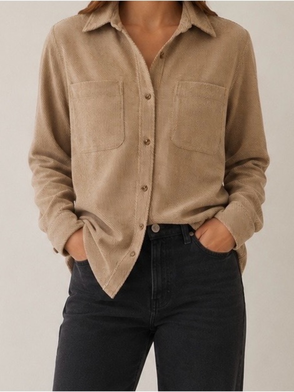Casa Cabana Women's Sienna Soft Striped Button Down in Camel Size Large